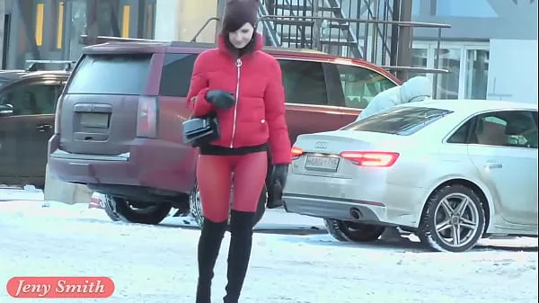 Watch Red Tights. Jeny Smith public walking in tight seamless red pantyhose (no panties mega Tube