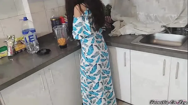 Watch My Beautiful Stepdaughter in Blue Dress Cooking Is My Sex Slave When Her Is Not At Home mega Tube