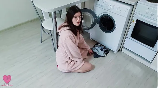 Watch My girlfriend was NOT stuck in the washing machine and caught me when I wanted to fuck her pussy mega Tube