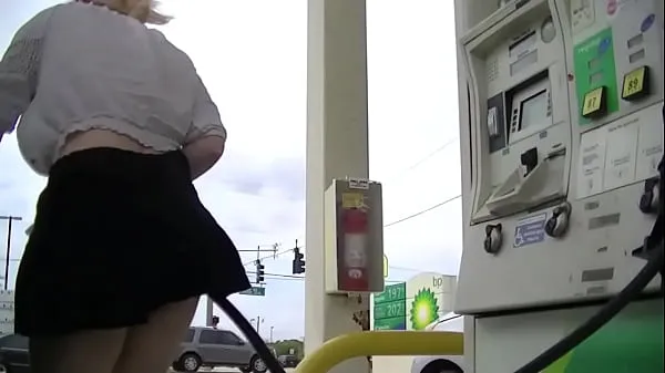 Watch Upskirt Wife # 8 - Mrs Bryant showing off that BLONDE PUSSY in public and flashing her tits while driving mega Tube