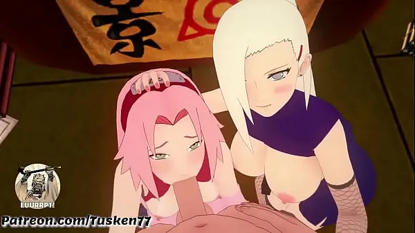 NARUTO 3D HENTAI: Kunoichi Sluts Ino & Sakura thanking their hero Naruto mega Tube'u izleyin