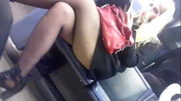 Katso No skirt blonde and short coat in subway mega Tube